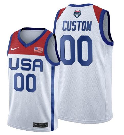 Men's USA Basketball ACTIVE PLAYER Custom 2021 Summer Olympics White Limited Stitched Jersey Men's USA Basketball ACTIVE PLAYER Custom 2021 Summer Olympics White Limited Stitched Jersey